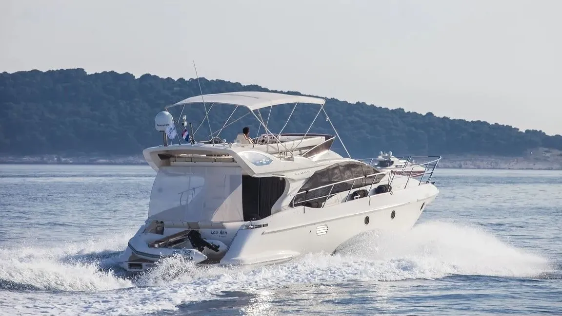 Exterior view of Lou Ann, a Azimut 43 S motorboat at Seget Donji, Croatia