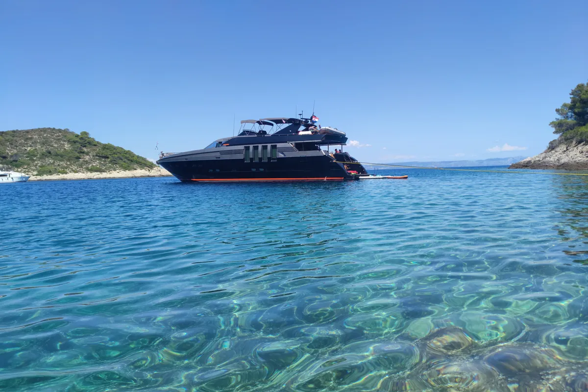 Exterior view of Marshall, a Posillipo Technema 82 motor yacht at Split, Croatia