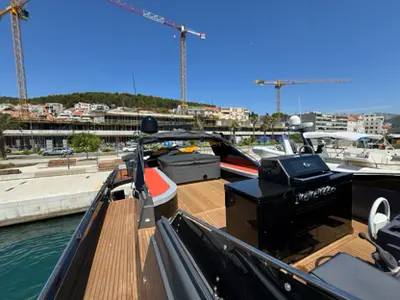 Deck of Marshall, a Posillipo Technema 82 motor yacht at Split, Croatia