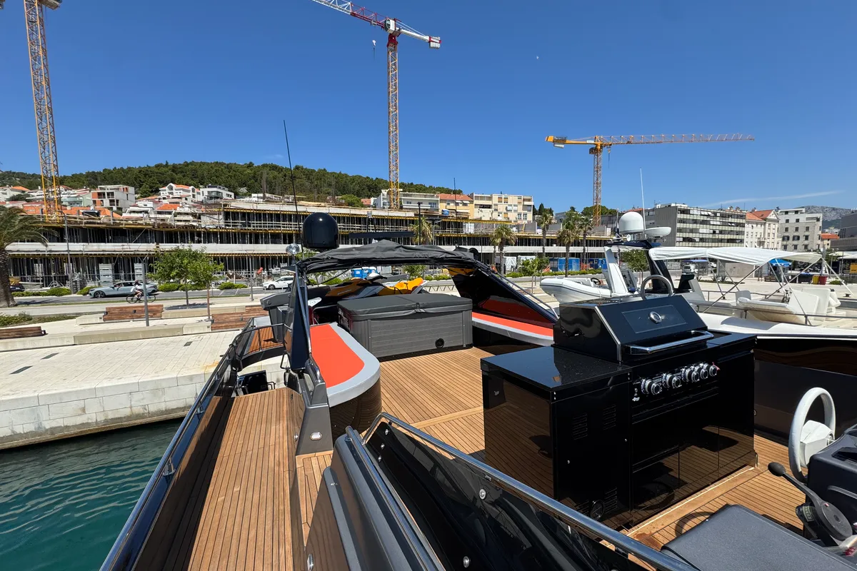 Deck of Marshall, a Posillipo Technema 82 motor yacht at Split, Croatia