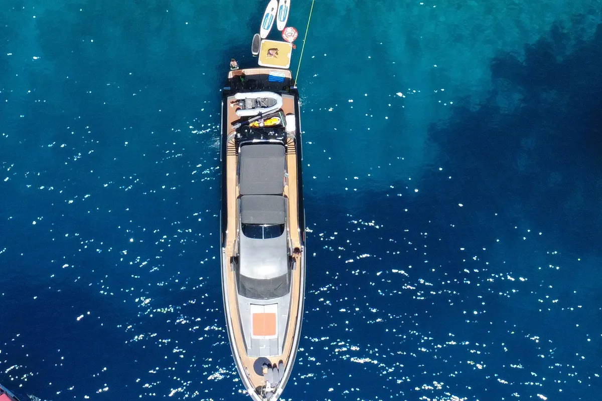 Exterior view of Marshall, a Posillipo Technema 82 motor yacht at Split, Croatia
