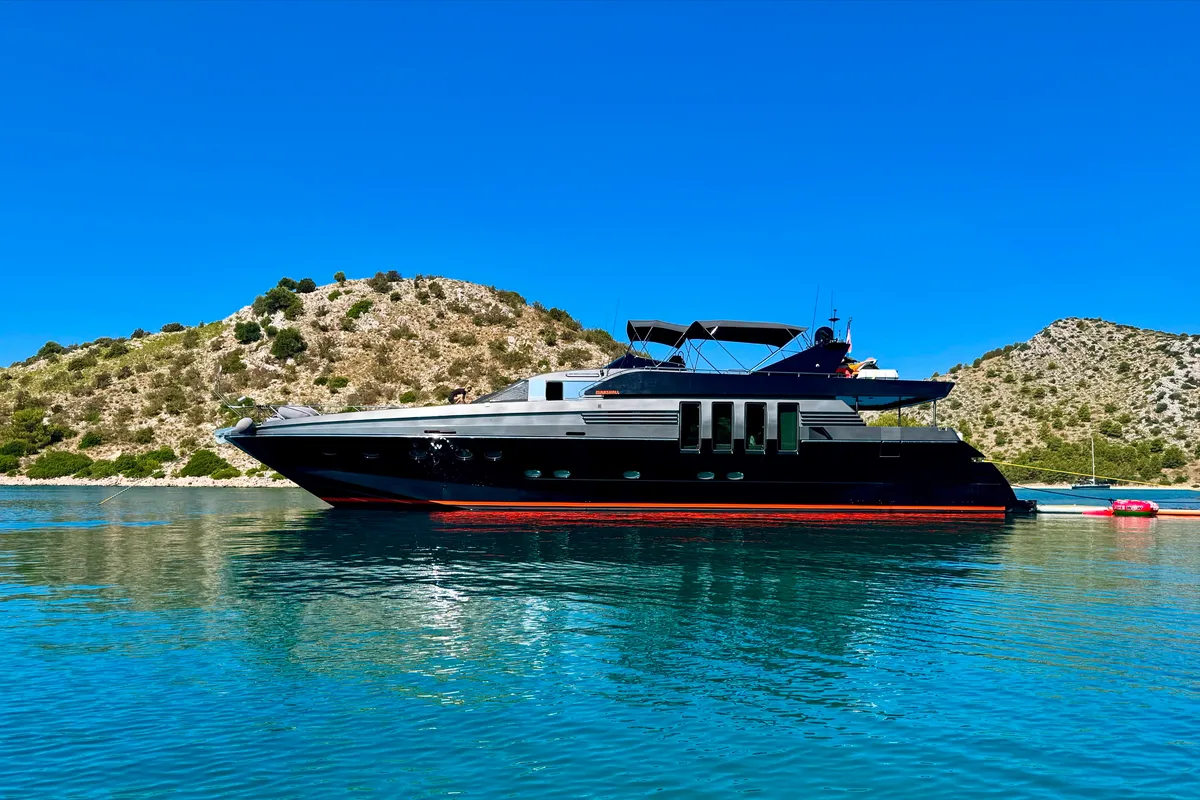 Exterior view of Marshall, a Posillipo Technema 82 motor yacht at Split, Croatia