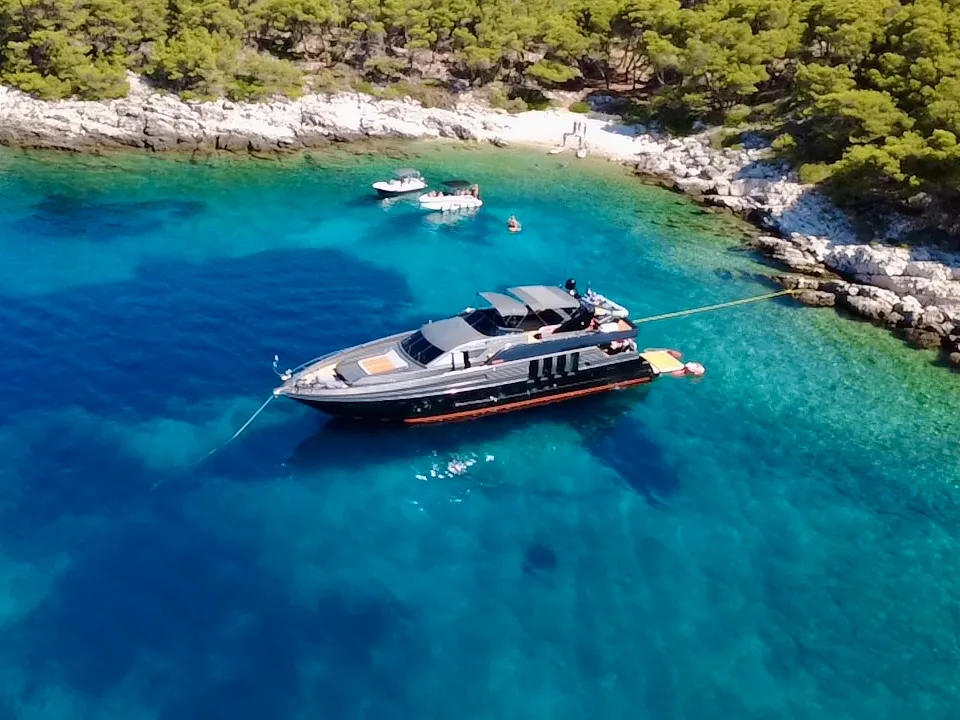 Exterior view of Marshall, a Posillipo Technema 82 motor yacht at Split, Croatia