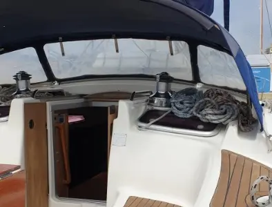 Deck of Homer, a Bavaria 51 Cruiser sailboat at Gdańsk, Poland