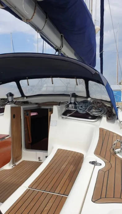 Deck of Homer, a Bavaria 51 Cruiser sailboat at Gdańsk, Poland