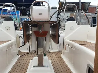 Cockpit of Homer, a Bavaria 51 Cruiser sailboat at Gdańsk, Poland