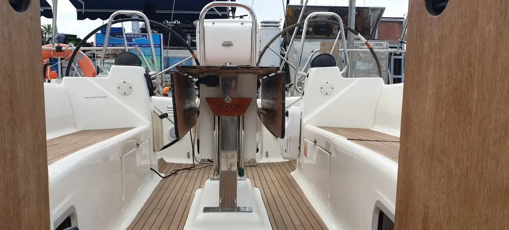 Cockpit of Homer, a Bavaria 51 Cruiser sailboat at Gdańsk, Poland
