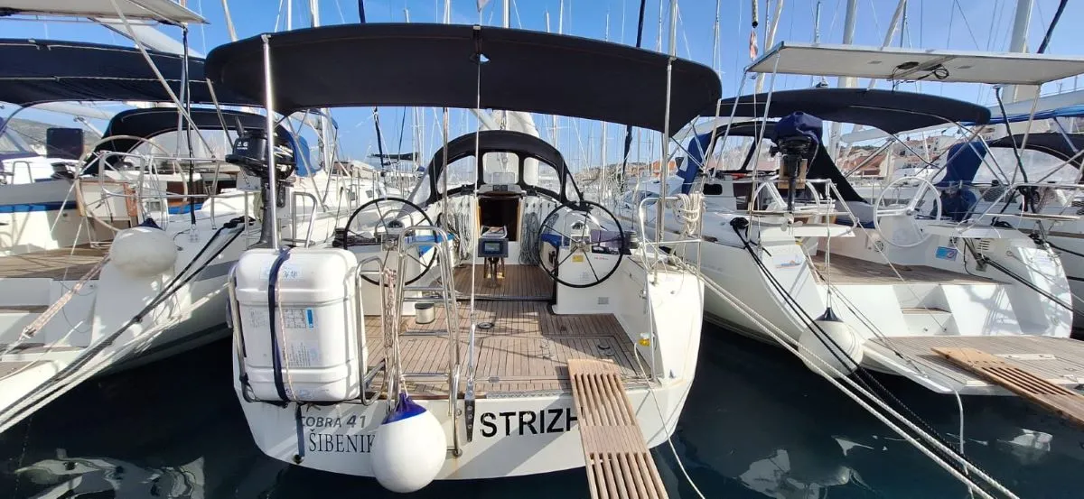Cockpit of Strizh, a Cobra 41 sailboat at Grad Šibenik, Croatia