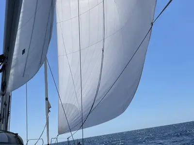 Deck of Freebe, a Hanse 460 sailboat at Grad Pula, Croatia
