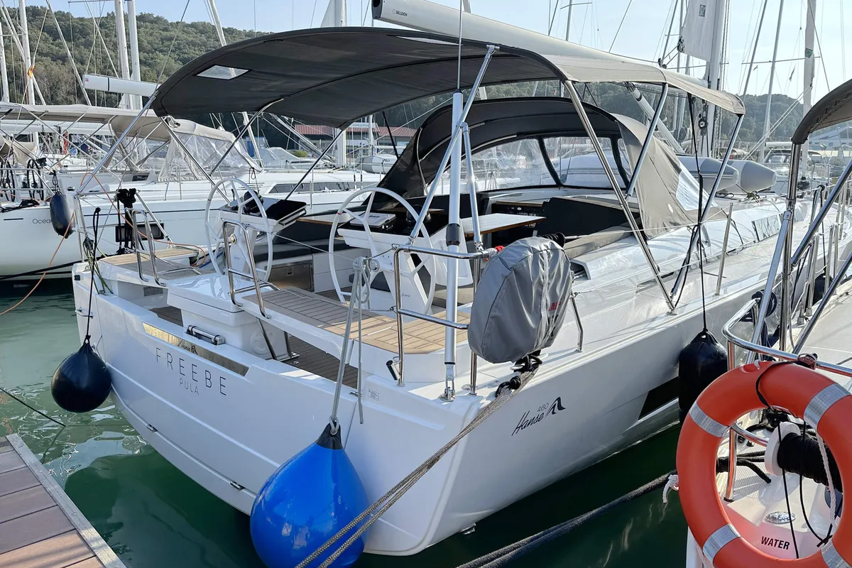 Freebe, a Hanse 460 sailboat at Grad Pula, Croatia