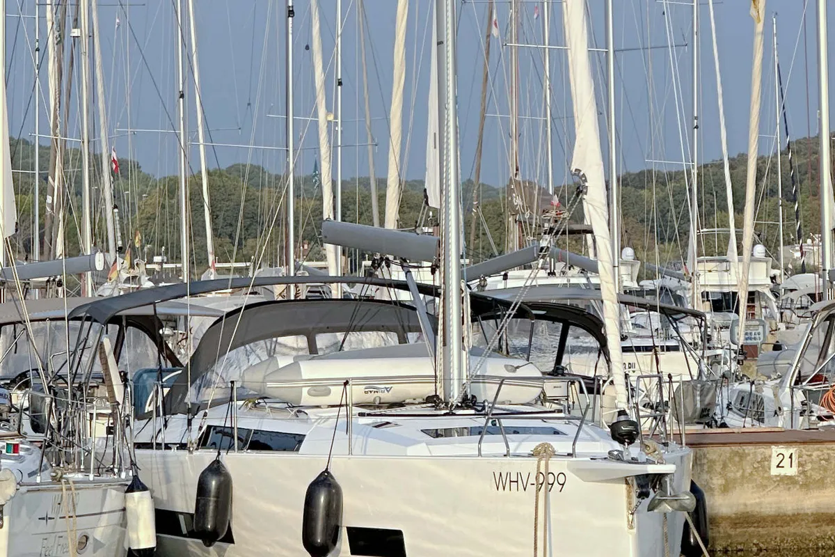 Freebe, a Hanse 460 sailboat at Grad Pula, Croatia