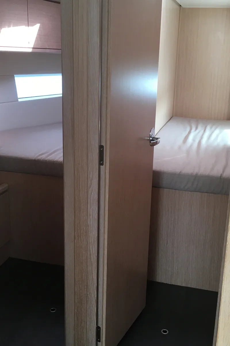 Cabin on Red Horizon, a Bavaria C45 sailboat at Palermo, Italy