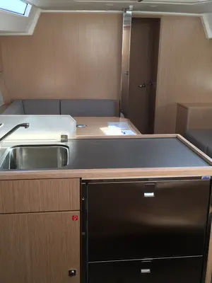 Galley of Red Horizon, a Bavaria C45 sailboat at Palermo, Italy