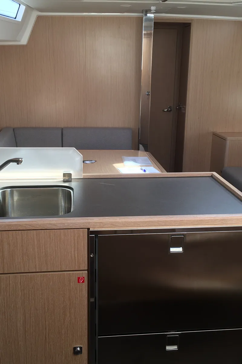 Galley of Red Horizon, a Bavaria C45 sailboat at Palermo, Italy