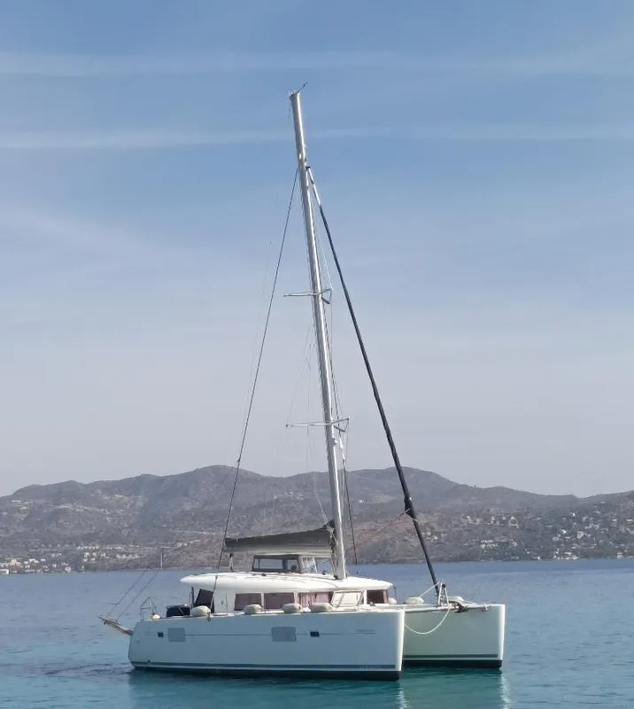 Exterior view of Tramontana, a Lagoon 400 catamaran at Municipal Unit of Nea Peramos, Greece