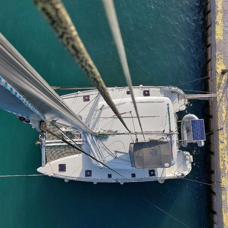 Exterior view of Tramontana, a Lagoon 400 catamaran at Municipal Unit of Nea Peramos, Greece