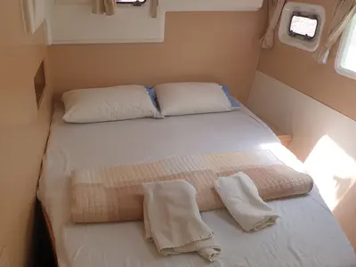 Cabin on Tramontana, a Lagoon 400 catamaran at Municipal Unit of Nea Peramos, Greece