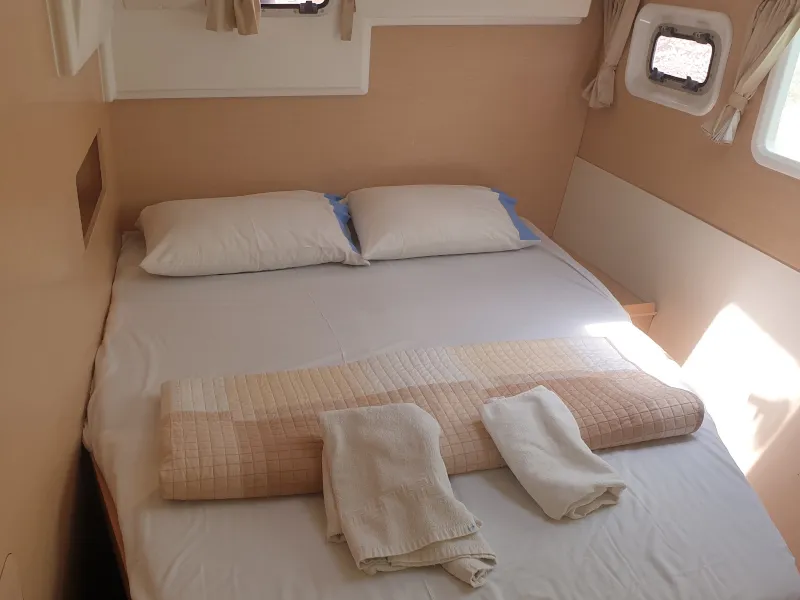 Cabin on Tramontana, a Lagoon 400 catamaran at Municipal Unit of Nea Peramos, Greece