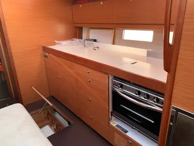 Galley of Salted Caramel, a Dufour 460 GL sailboat at Lavrion, Greece