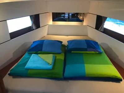 Cabin on Baby Dory, a Beneteau Oceanis 38.1 sailboat at Baška Voda, Croatia