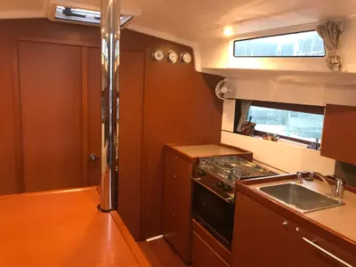 Galley of Baby Dory, a Beneteau Oceanis 38.1 sailboat at Baška Voda, Croatia