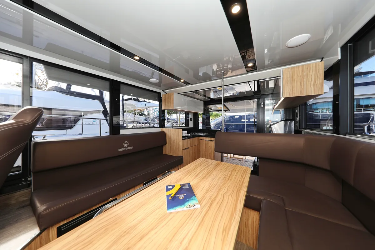 Salon of Fortuna, a Cobra Yachts Seamaster 45 motor yacht at Grad Trogir, Croatia