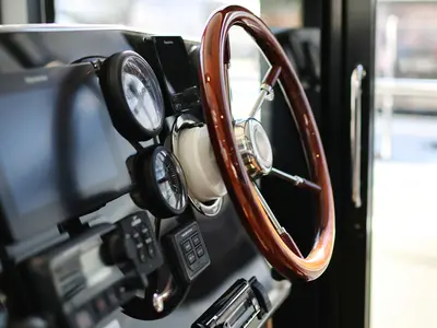 Cockpit of Fortuna, a Cobra Yachts Seamaster 45 motor yacht at Grad Trogir, Croatia