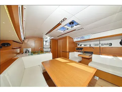 Salon of Canne Bleue, a Jeanneau Sun Odyssey 449 sailboat at Rhodes, Greece