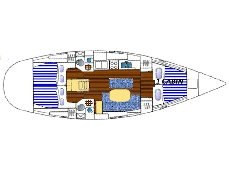 Floor plan of MOLLY'S, a Beneteau Oceanis 461 sailboat at Municipal Unit of Lefkada, Greece