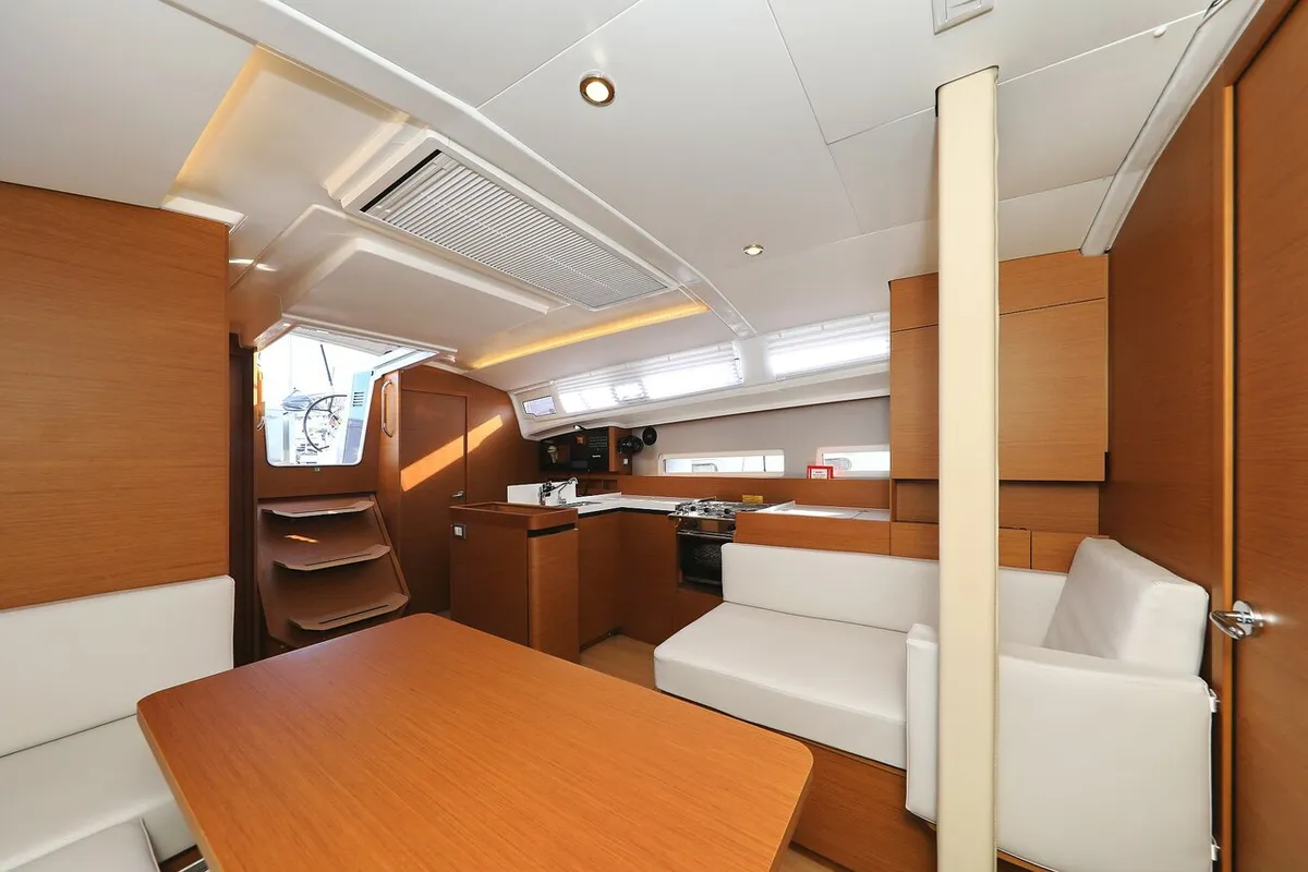 Salon of Vague, a Jeanneau Sun Odyssey 410 sailboat at Zadar, Croatia