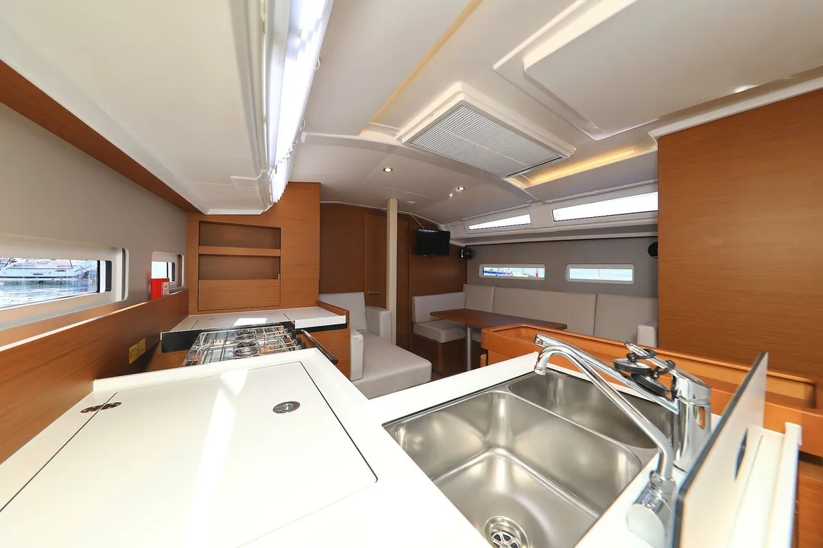 Galley of Vague, a Jeanneau Sun Odyssey 410 sailboat at Zadar, Croatia