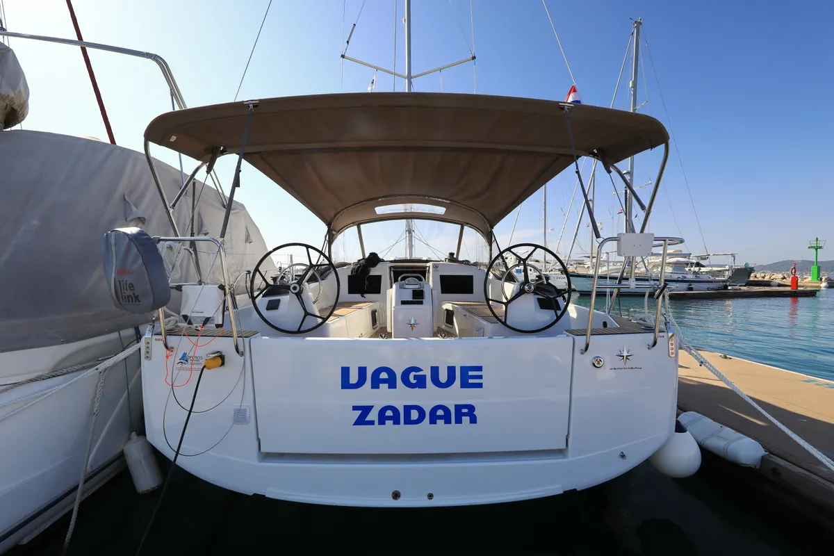 Exterior view of Vague, a Jeanneau Sun Odyssey 410 sailboat at Zadar, Croatia