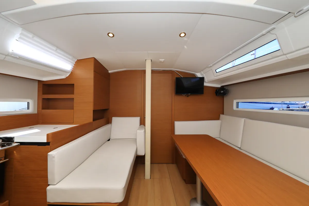 Salon of Vague, a Jeanneau Sun Odyssey 410 sailboat at Zadar, Croatia