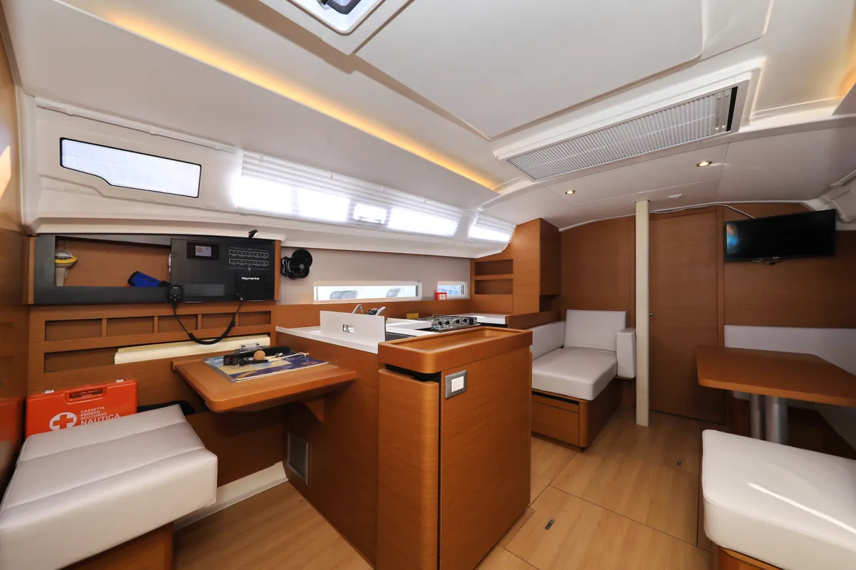 Exterior view of Vague, a Jeanneau Sun Odyssey 410 sailboat at Zadar, Croatia