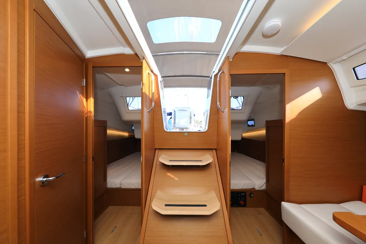 Cabin on Vague, a Jeanneau Sun Odyssey 410 sailboat at Zadar, Croatia