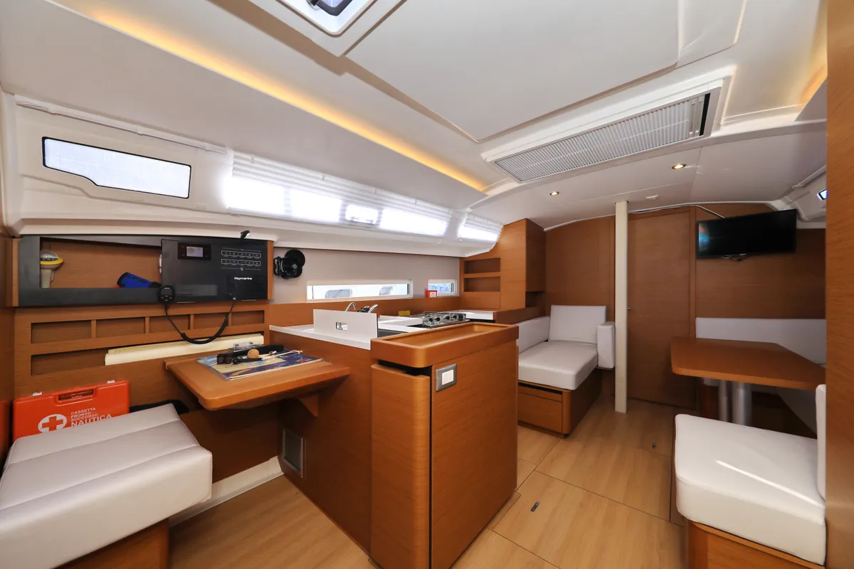 Salon of Vague, a Jeanneau Sun Odyssey 410 sailboat at Zadar, Croatia