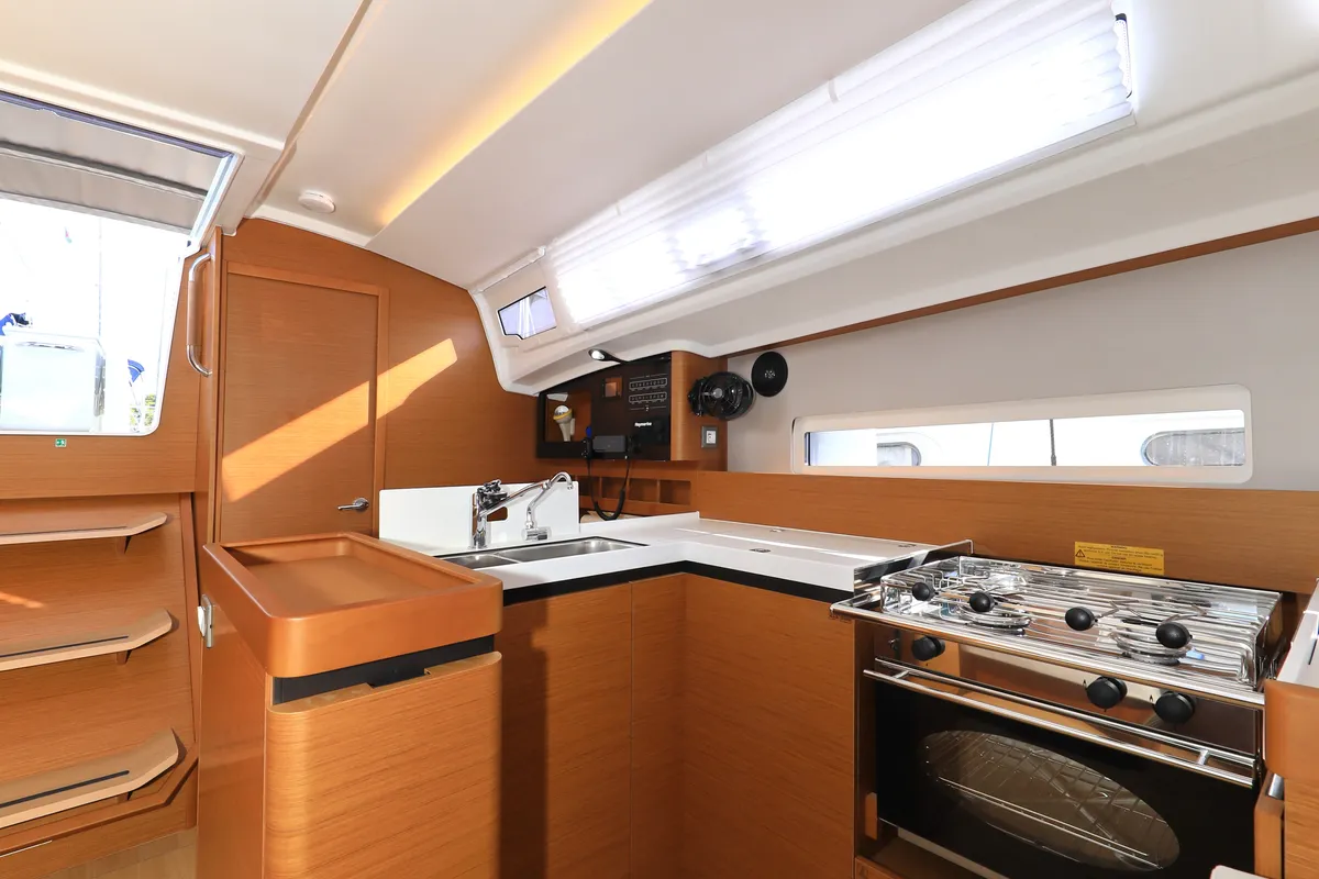 Galley of Vague, a Jeanneau Sun Odyssey 410 sailboat at Zadar, Croatia