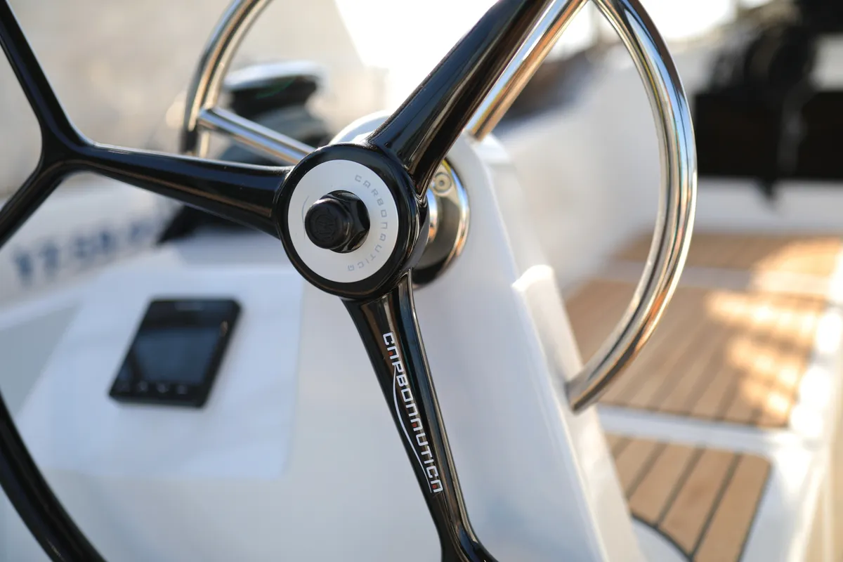 Cockpit of Vague, a Jeanneau Sun Odyssey 410 sailboat at Zadar, Croatia