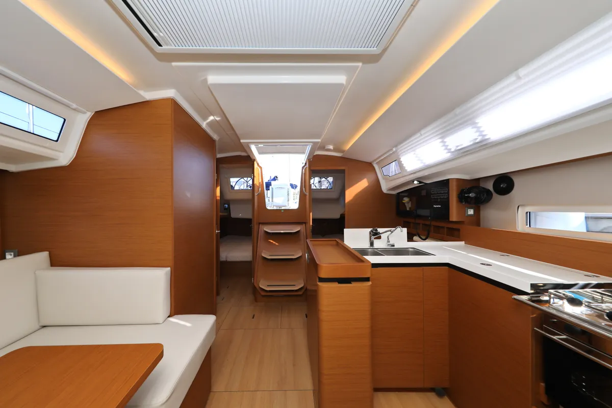 Salon of Vague, a Jeanneau Sun Odyssey 410 sailboat at Zadar, Croatia