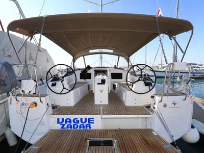 Cockpit of Vague, a Jeanneau Sun Odyssey 410 sailboat at Zadar, Croatia