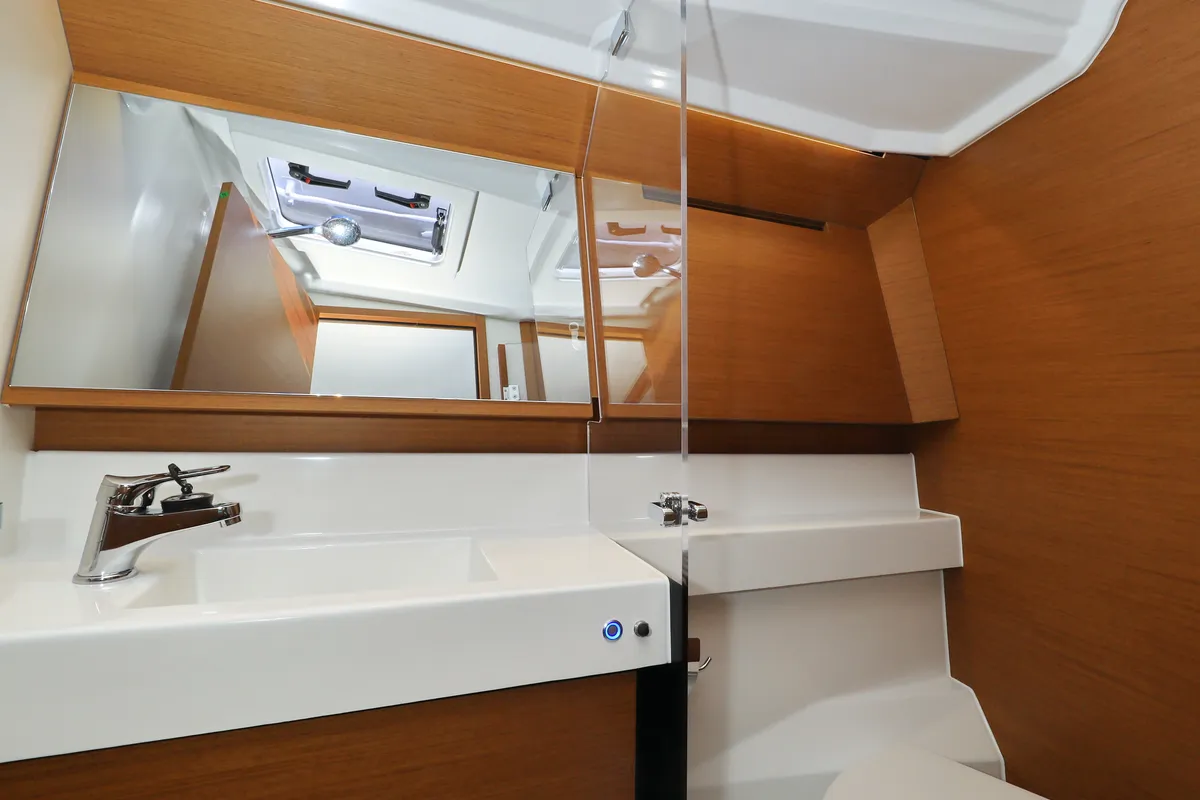 Deck of Vague, a Jeanneau Sun Odyssey 410 sailboat at Zadar, Croatia