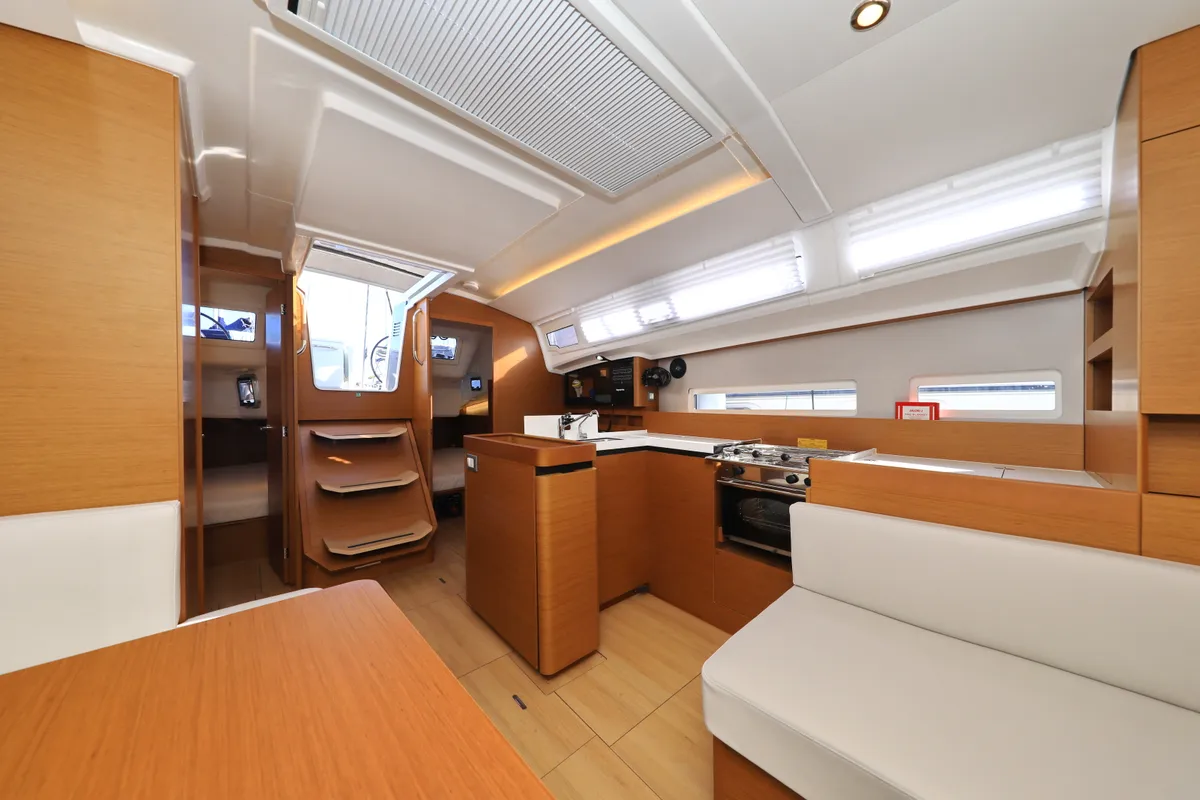 Salon of Vague, a Jeanneau Sun Odyssey 410 sailboat at Zadar, Croatia