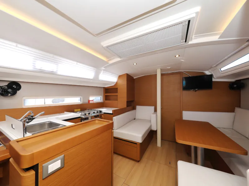 Salon of Vague, a Jeanneau Sun Odyssey 410 sailboat at Zadar, Croatia