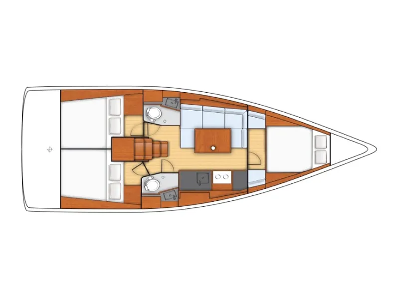 Floor plan of Oceanis 38.1 Classic, a Beneteau Oceanis 38.1 sailboat at Procida, Italy