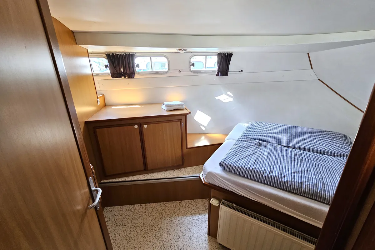 Cabin on Gaia, a Gulet Tarpon 37 DP motorboat at Lübz, Germany