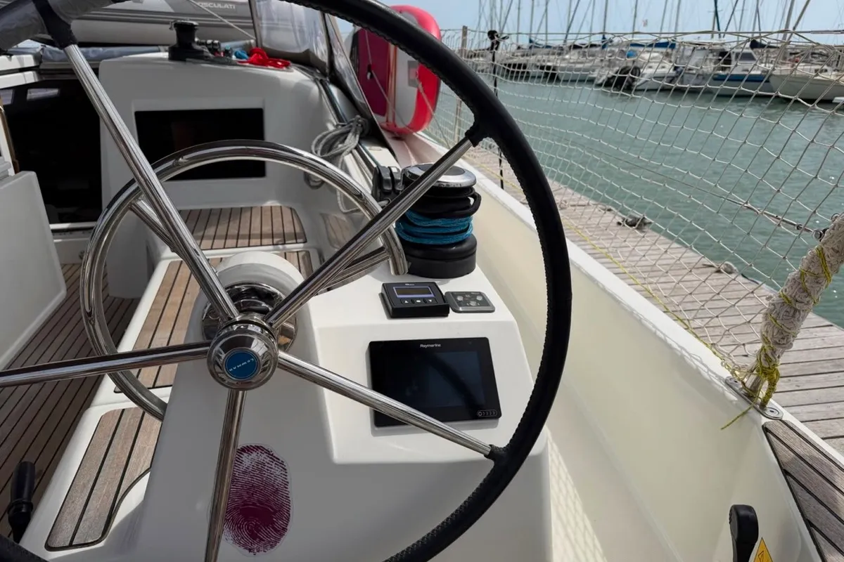 Borgeri, a Jeanneau Sun Odyssey 410 sailboat at Cecina, Italy