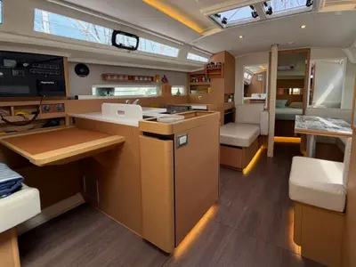 Salon of Borgeri, a Jeanneau Sun Odyssey 410 sailboat at Cecina, Italy
