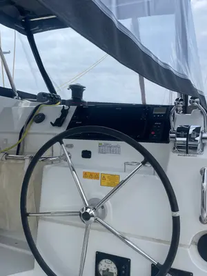 Cockpit of CATALINA, a Lagoon 40 catamaran at Athens, Greece
