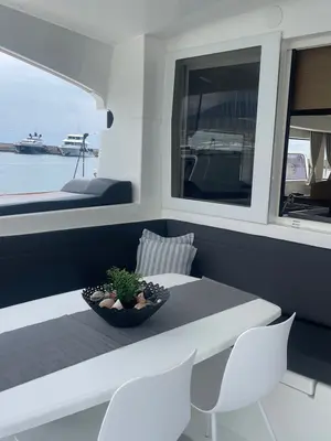 Deck of CATALINA, a Lagoon 40 catamaran at Athens, Greece