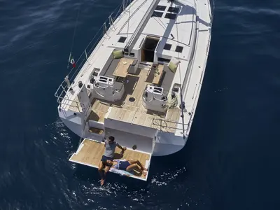 Deck of Bavaria C50, a sailboat at Volos, Greece